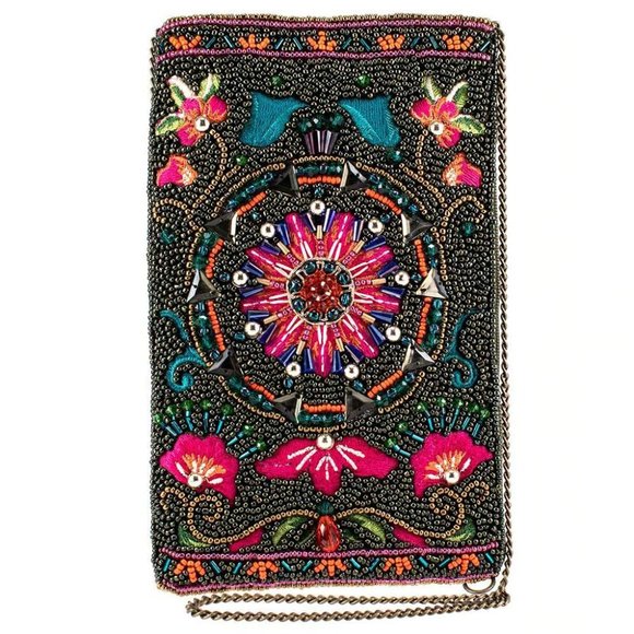NWT New Mary Frances Valley Of The Flower Beaded Phone Crossbody Retire Rare